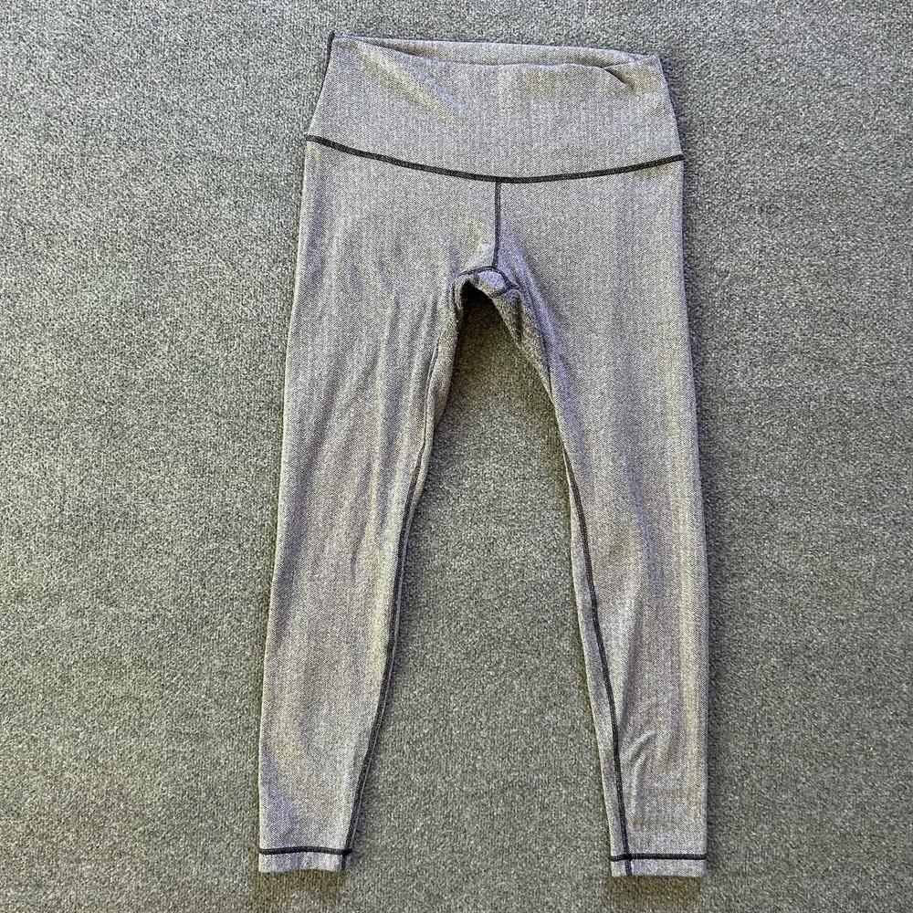 Lululemon Leggings Womens Small Gray Herringbone High Rise Ankle Yoga Pants